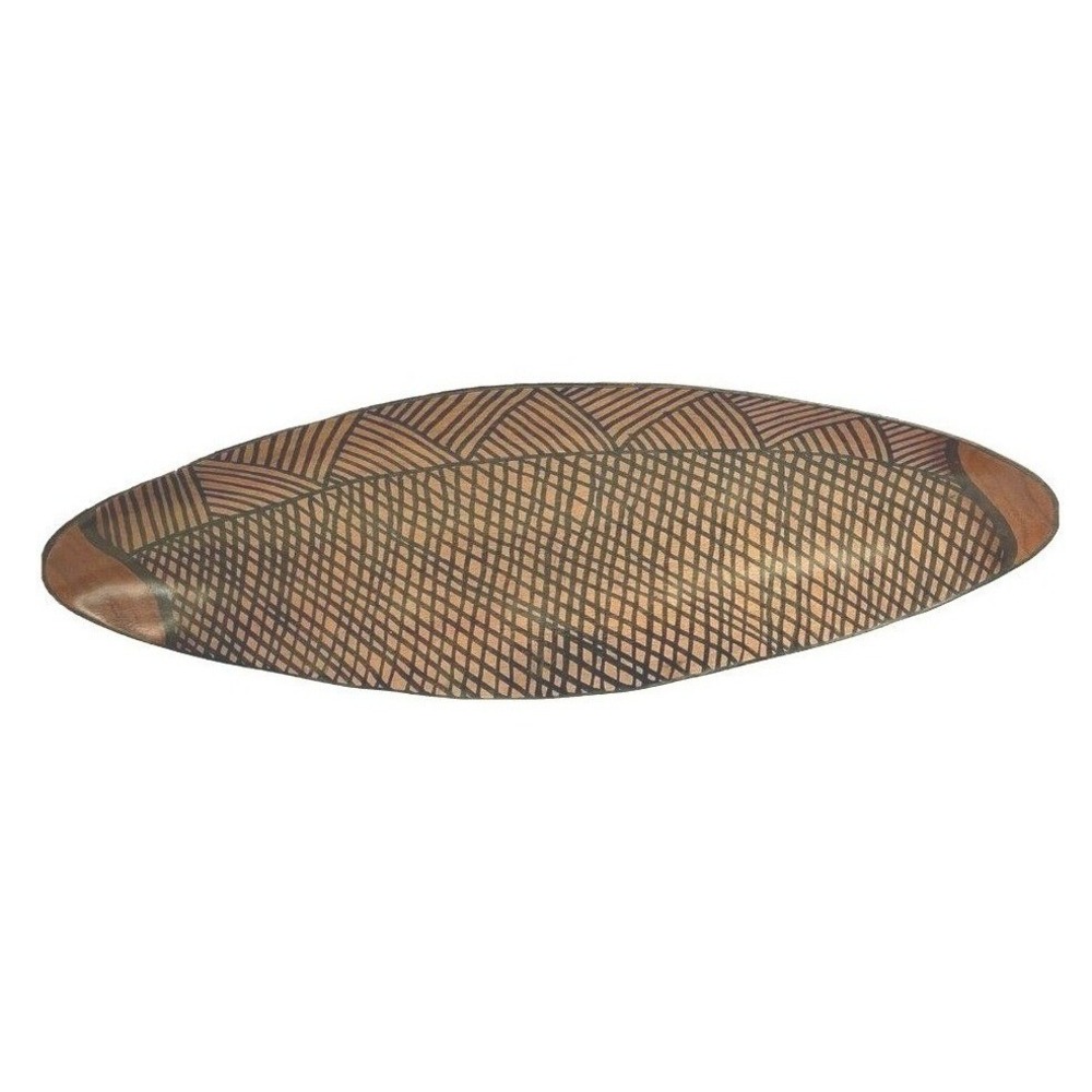 Unbranded Wood Coolamon Bowl Unisex OS Brown Black Hand Painted Geometric Tribal